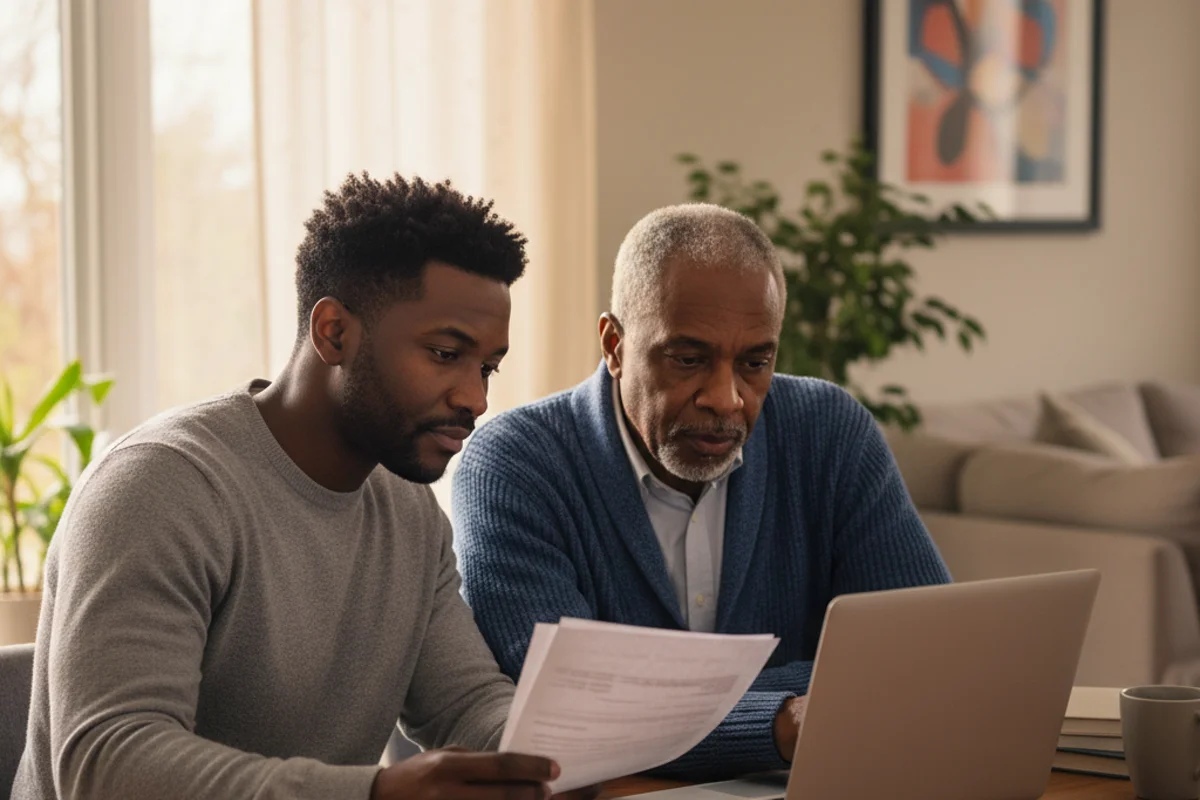 Family reviewing home care cost information
