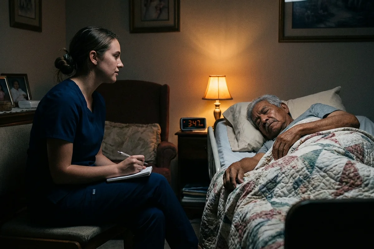 Caregiver providing overnight dementia supervision