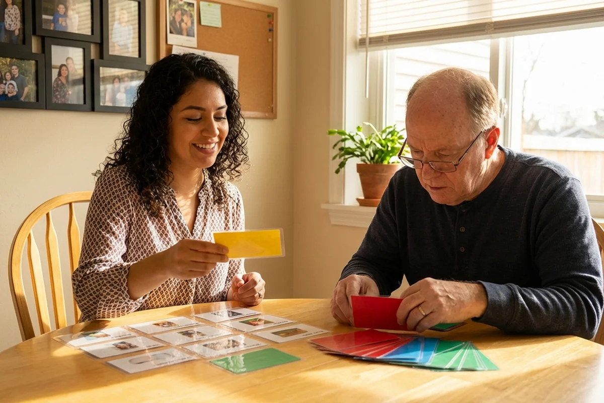 Senior receiving specialized dementia care at home